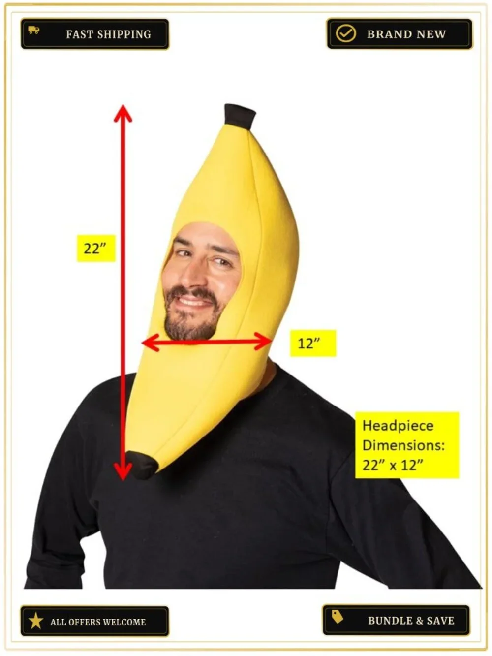 Rasta Imposta Banana Hat Costume Accessory One Size Adult